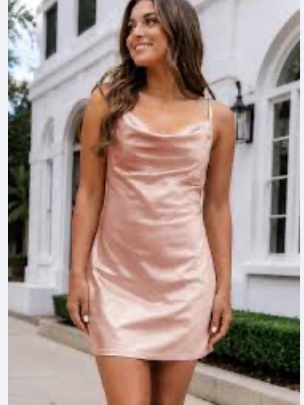 Backless Satin Slip Dress in Blush Pink- NWT